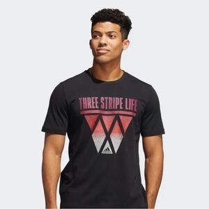 Adidas Black Basketball Tee with Pink Graphic